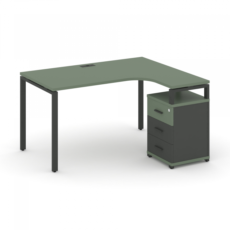 Concept Стол эргономичный с опорной тумбой CN.SA-307(R) A Кобо/Антрацит/Металл Антрацит 1580*1180/15