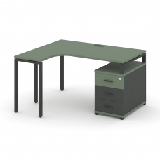 Concept Стол эргономичный с опорной тумбой CN.SA-301(L) A Кобо/Антрацит/Металл Антрацит 1380/1746*11