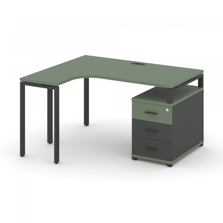 Concept Стол эргономичный с опорной тумбой CN.SA-301(L) A Кобо/Антрацит/Металл Антрацит 1380/1746*11