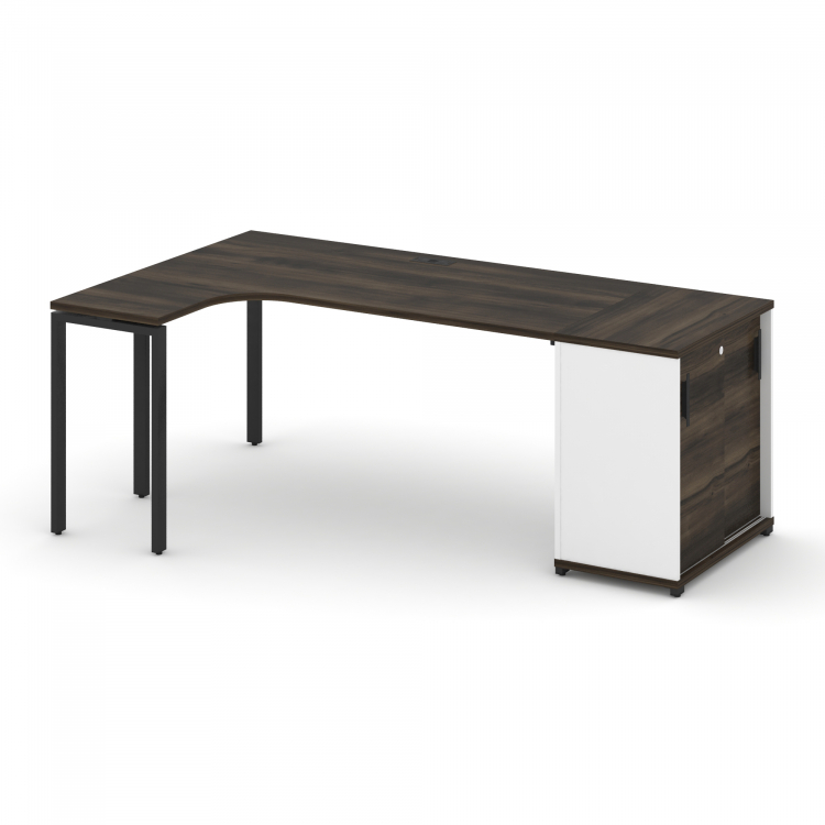 Concept Стол эргономичный с опорным шкафом-купе CN.SA-218(L) B Дуб Мали/Белый Бриллиант/Металл Черн