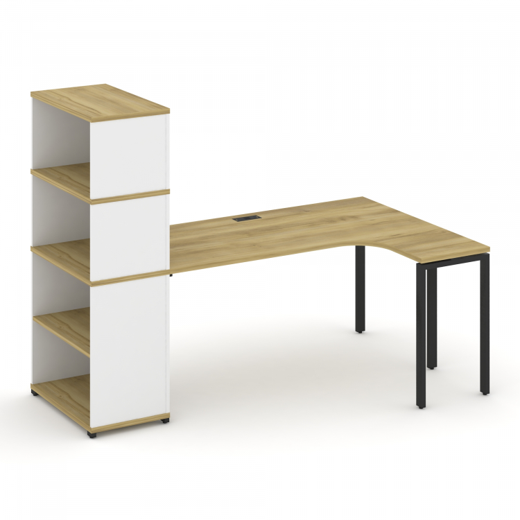 Concept Стол эргономичный с опорным стеллажом с надставкой выс. CN.SA-208(R) Дуб Винченцо/Белый Брил