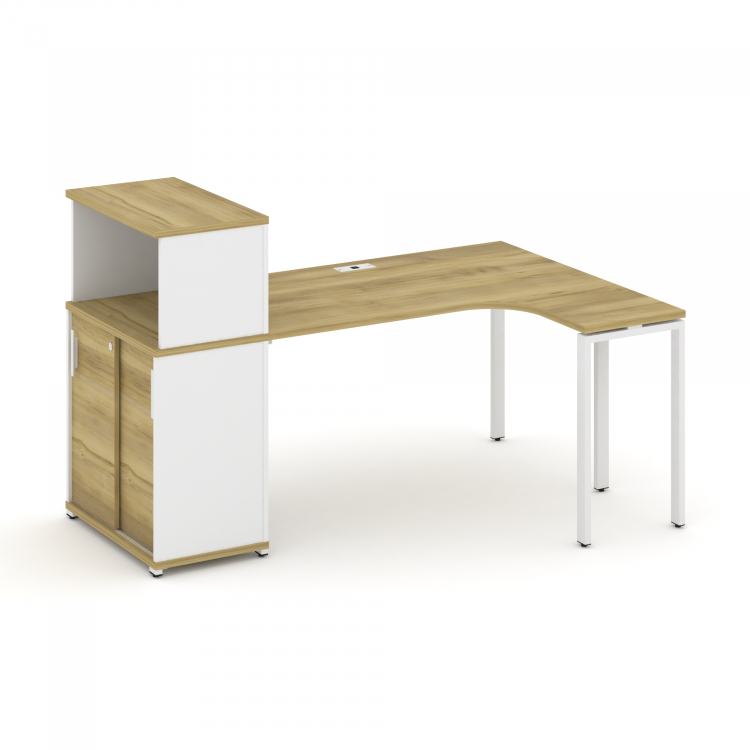 Concept Стол эргономичный с опорным шкафом-купе с надставкой низ. CN.SA-219(R) W Дуб Винченцо/Белый