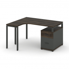 Concept Стол эргономичный с опорной тумбой CN.SA-302(L) A Дуб Мали/Антрацит/Металл Антрацит 1380/174