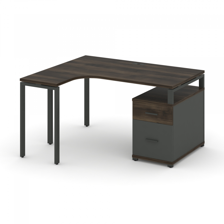 Concept Стол эргономичный с опорной тумбой CN.SA-302(L) A Дуб Мали/Антрацит/Металл Антрацит 1380/174