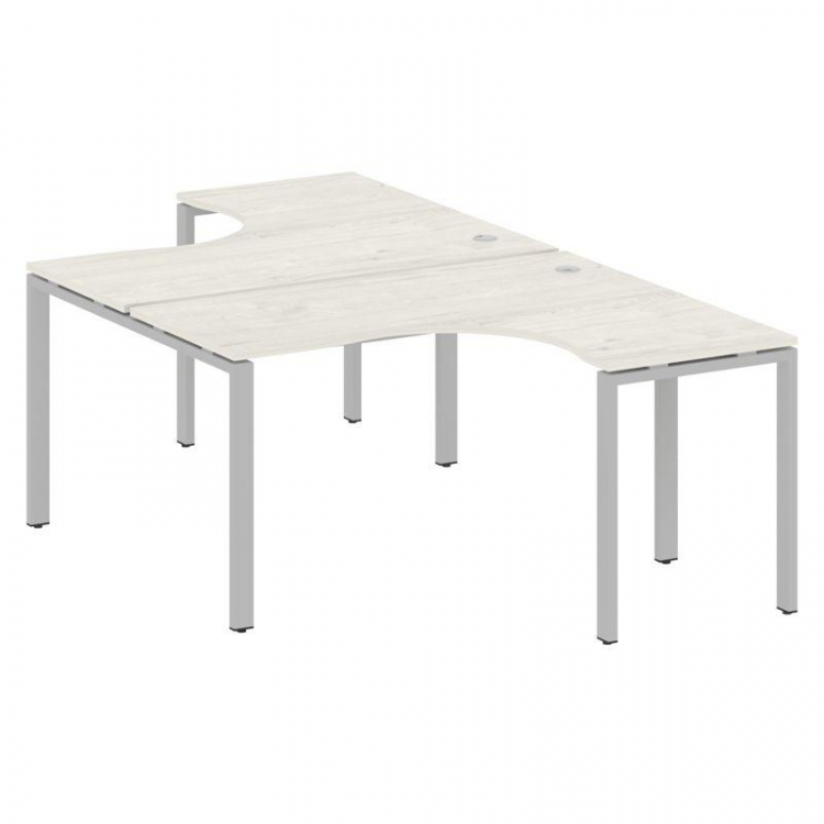 Metal System Рабочая станция криволинейная на П-образном м/к БП.РАС-СА-2.3 Дуб Наварра/Металл Серый