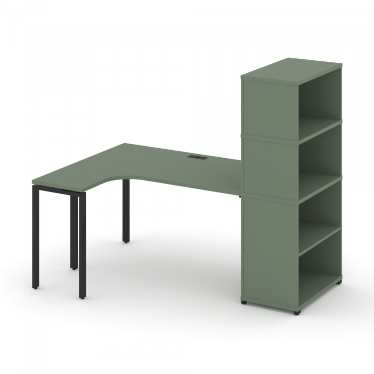 Concept Стол эргономичный с опорным стеллажом с надставкой выс. CN.SA-207(L) Кобо/Металл Черный 1800