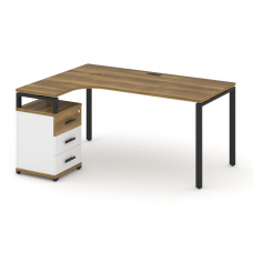 Concept Стол эргономичный с опорной тумбой CN.SA-307(L) B Сандал Янтарный/Белый Бриллиант/Металл Чер