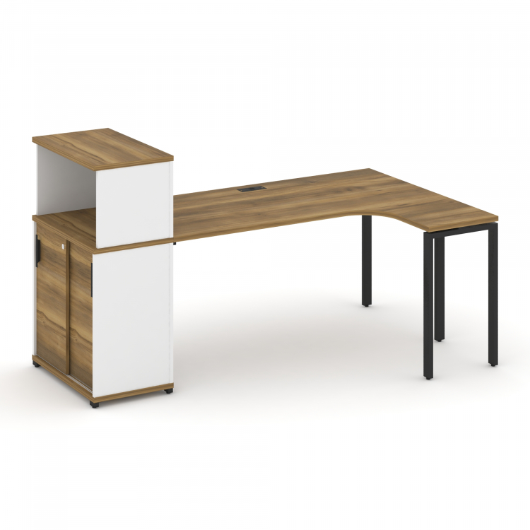 Concept Стол эргономичный с опорным шкафом-купе с надставкой низ. CN.SA-220(R) B Сандал Янтарный/Бе