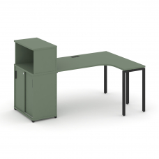 Concept Стол эргономичный с опорным шкафом-купе с надставкой низ. CN.SA-220(R) B Кобо/Металл Черный