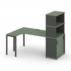 Concept Стол эргономичный с опорным шкафом-купе с надставкой выс. CN.SA-221(L) A Кобо/Антрацит/Мета