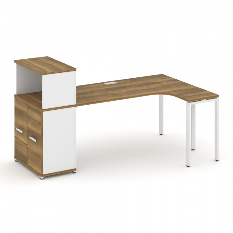 Concept Стол эргономичный с опорным распаш. шкафом с надставкой низ. CN.SA-214(R) W Сандал Янтарный