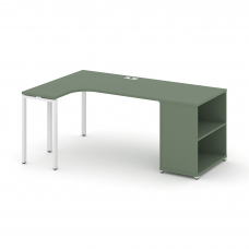 Concept Стол эргономичный с опорным стеллажом CN.SA-201(L) Кобо/Металл Белый 1800*1180*750