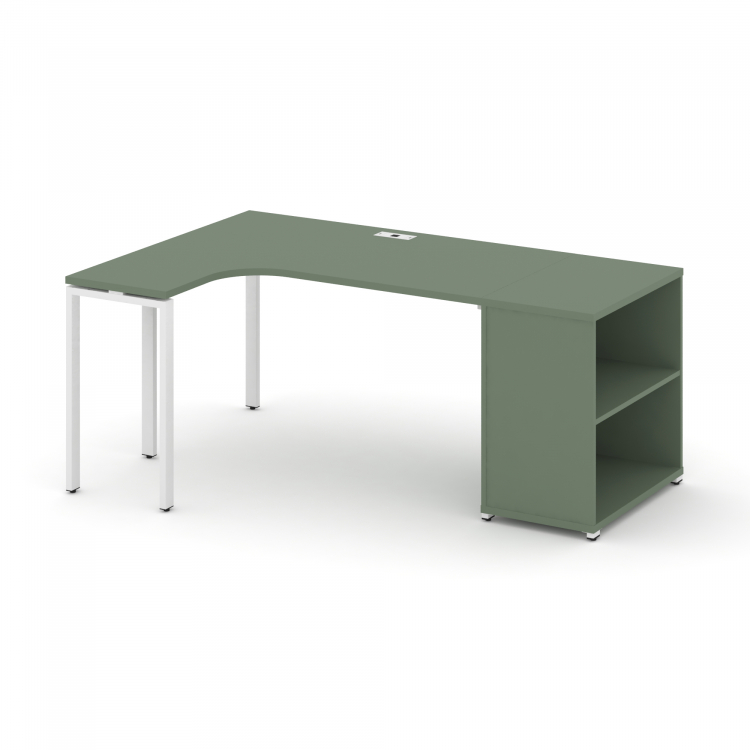 Concept Стол эргономичный с опорным стеллажом CN.SA-201(L) Кобо/Металл Белый 1800*1180*750