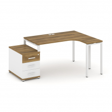 Concept Стол эргономичный с опорной тумбой CN.SA-301(R) W Сандал Янтарный/Белый Бриллиант/Металл Бел