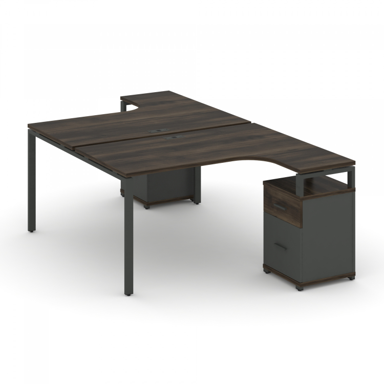 Concept Рабочая станция с 2 опорными тумбами CN.DSA-307 A Дуб Мали/Антрацит/Металл Антрацит 1380*240