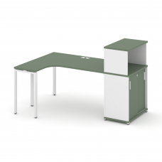 Concept Стол эргономичный с опорным шкафом-купе с надставкой низ. CN.SA-220(L) W Кобо/Белый Бриллиа
