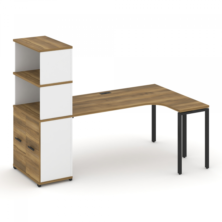 Concept Стол эргономичный с опорным распаш. шкафом с надставкой выс. CN.SA-216(R) B Сандал Янтарный