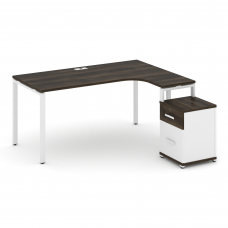 Concept Стол эргономичный с опорной тумбой CN.SA-308(R) W Дуб Мали/Белый Бриллиант/Металл Белый 1580