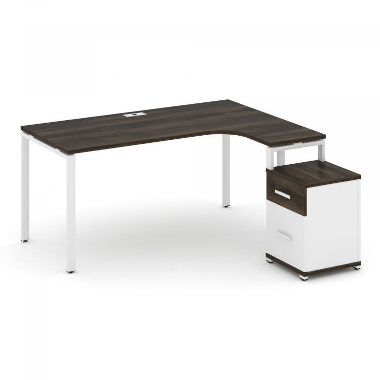 Concept Стол эргономичный с опорной тумбой CN.SA-308(R) W Дуб Мали/Белый Бриллиант/Металл Белый 1580