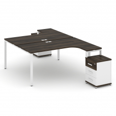 Concept Рабочая станция с 2 опорными тумбами CN.DSA-306 W Дуб Мали/Белый Бриллиант/Металл Белый 1580