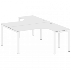 Metal System Quattro Рабочая станция криволинейная на П-образном м/к 50БП.РАС-СА-2.4 Белый/Металл Бе
