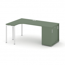 Concept Стол эргономичный с опорным шкафом-купе CN.SA-218(L) W Кобо/Металл Белый 2000*1180*750