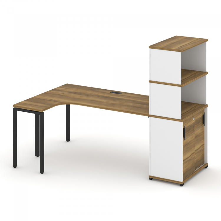 Concept Стол эргономичный с опорным шкафом-купе с надставкой выс. CN.SA-222(L) B Сандал Янтарный/Бе