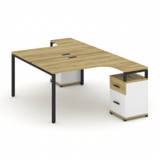 Concept Рабочая станция с 2 опорными тумбами CN.DSA-307 B Дуб Винченцо/Белый Бриллиант/Металл Черный