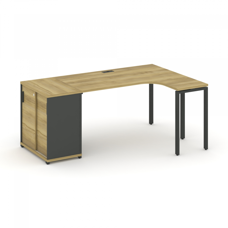 Concept Стол эргономичный с опорным шкафом-купе CN.SA-218(R) A Дуб Винченцо/Антрацит/Металл Антраци