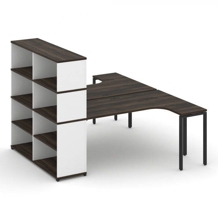 Concept Рабочая станция с опорным стеллажом с надставкой выс. CN.DSA-208 Дуб Мали/Белый Бриллиант/Ме
