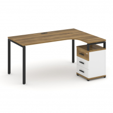 Concept Стол эргономичный с опорной тумбой CN.SA-307(R) B Сандал Янтарный/Белый Бриллиант/Металл Чер