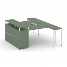 Concept Рабочая станция с опорным распаш. шкафом с верх. горизонтом CN.DSA-212 W Кобо/Металл Белый 2