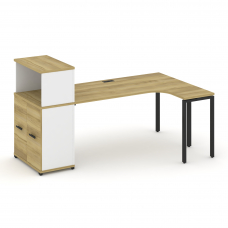 Concept Стол эргономичный с опорным распаш. шкафом с надставкой низ. CN.SA-214(R) B Дуб Винченцо/Бе