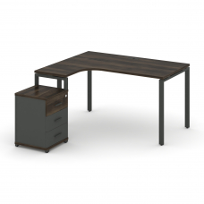 Concept Стол эргономичный с опорной тумбой CN.SA-307(L) A Дуб Мали/Антрацит/Металл Антрацит 1580*118