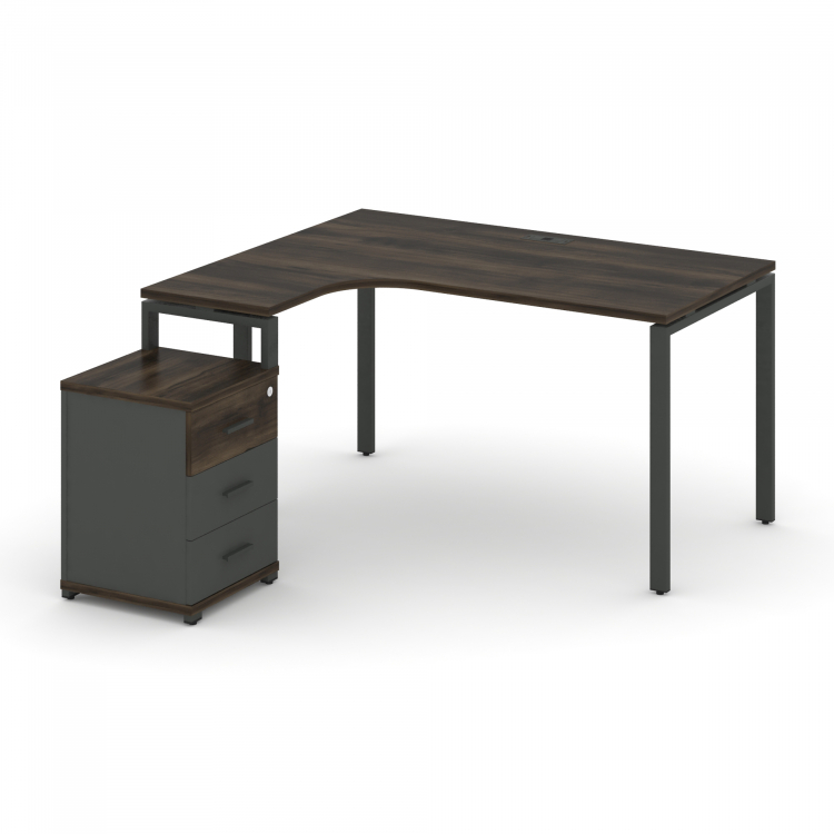 Concept Стол эргономичный с опорной тумбой CN.SA-307(L) A Дуб Мали/Антрацит/Металл Антрацит 1580*118