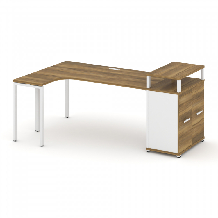 Concept Стол эргономичный с опорным распаш. шкафом с верх. горизонтом CN.SA-212(L) W Сандал Янтарный