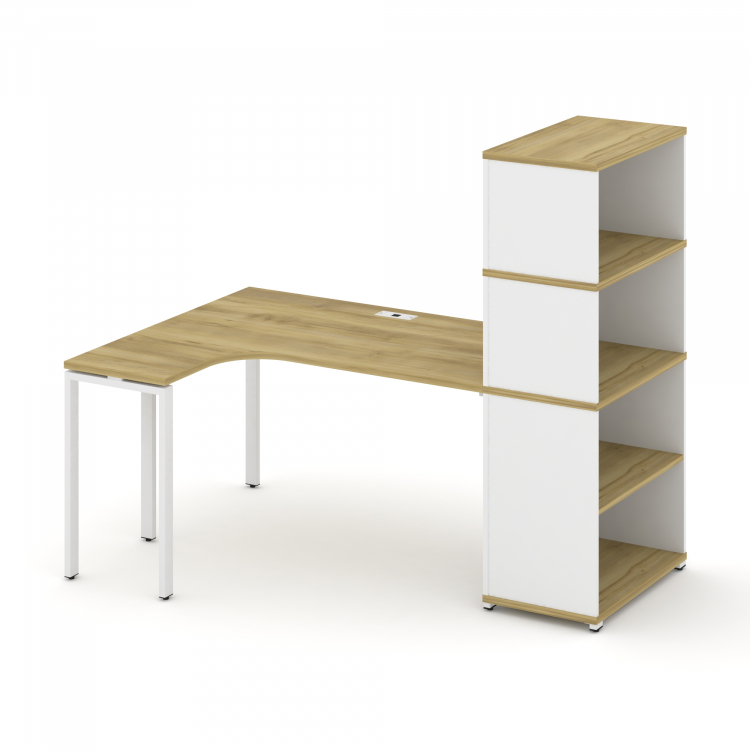 Concept Стол эргономичный с опорным стеллажом с надставкой выс. CN.SA-207(L) Дуб Винченцо/Белый Брил