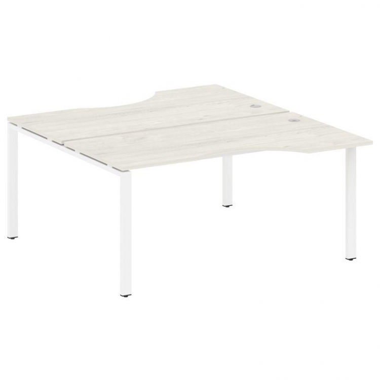 Metal System Рабочая станция криволинейная на П-образном м/к БП.РАС-СА-2.1 Дуб Наварра/Металл Белый