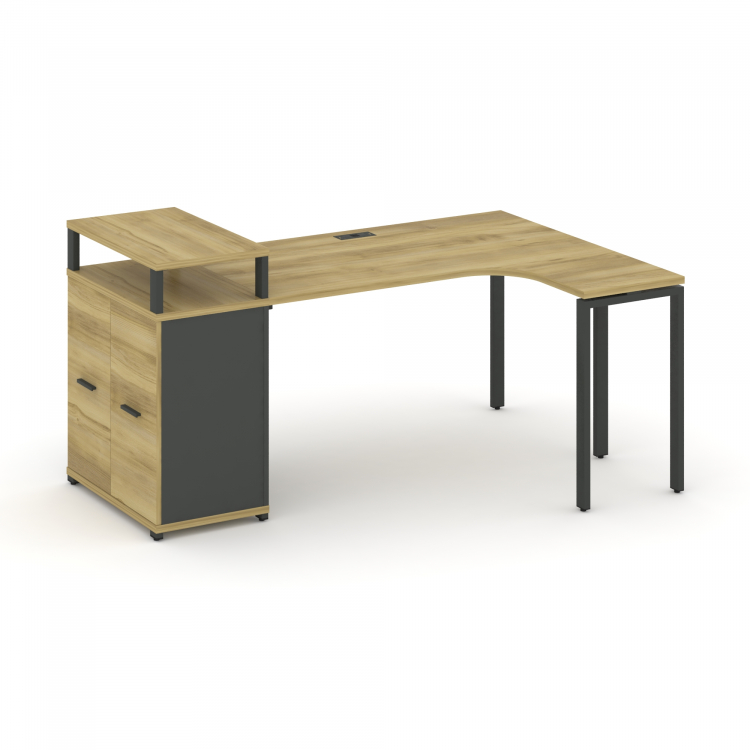 Concept Стол эргономичный с опорным распаш. шкафом с верх. горизонтом CN.SA-212(R) A Дуб Винченцо/Ан