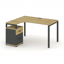 Concept Стол эргономичный с опорной тумбой CN.SA-308(L) A Дуб Винченцо/Антрацит/Металл Антрацит 1580