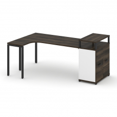 Concept Стол эргономичный с опорным распаш. шкафом с верх. горизонтом CN.SA-212(L) B Дуб Мали/Белый