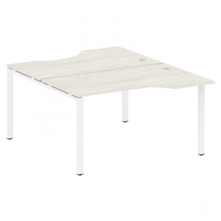 Metal System Рабочая станция криволинейная на П-образном м/к БП.РАС-СА-2.2 Дуб Наварра/Металл Белый