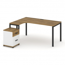 Concept Стол эргономичный с опорной тумбой CN.SA-308(L) B Сандал Янтарный/Белый Бриллиант/Металл Чер