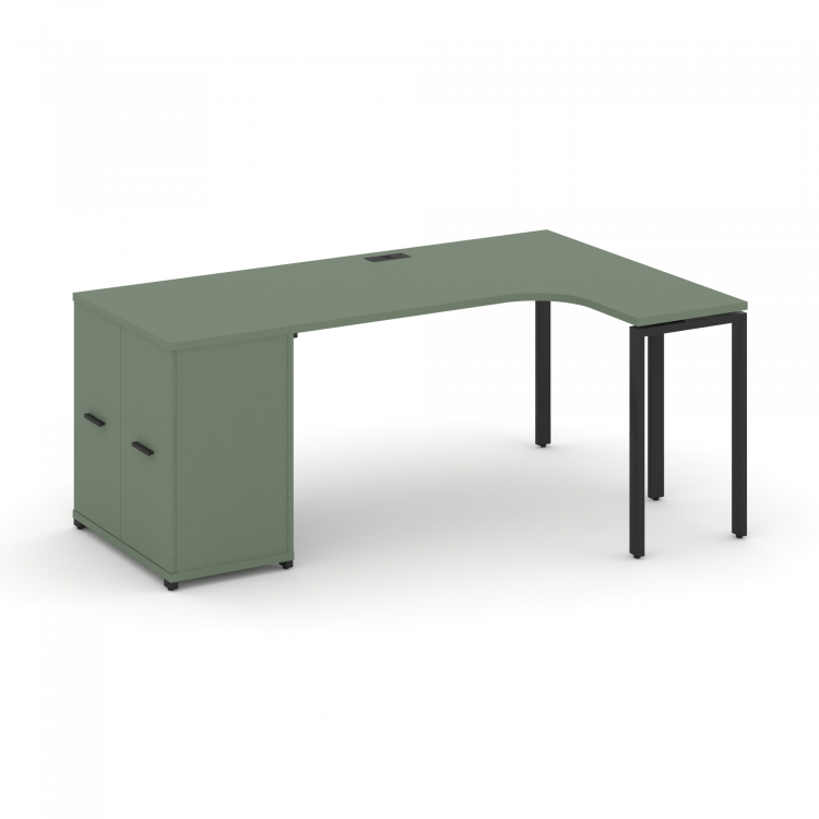 Concept Стол эргономичный с опорным распаш. шкафом CN.SA-210(R) B Кобо/Металл Черный 2000*1180*750