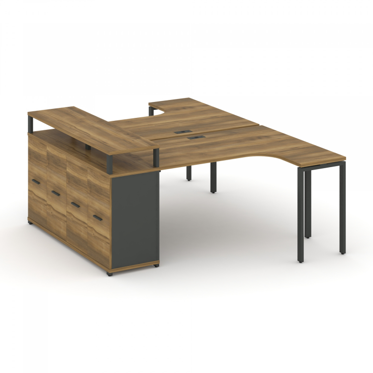 Concept Рабочая станция с опорным распаш. шкафом с верх. горизонтом CN.DSA-212 A Сандал Янтарный/Ант