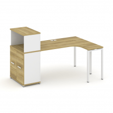 Concept Стол эргономичный с опорным распаш. шкафом с надставкой низ. CN.SA-213(R) W Дуб Винченцо/Бе