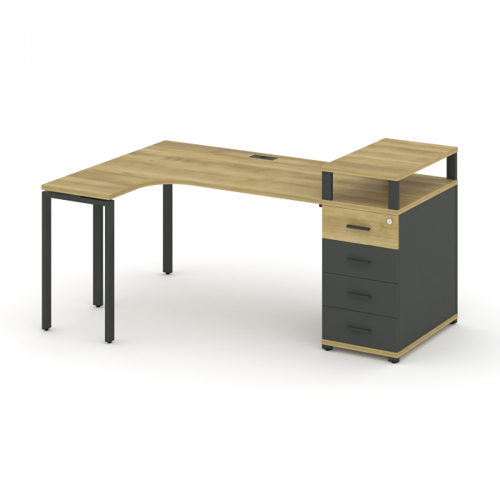 Концепт Стол эргономичный CN.SA-405(L) A Дуб Винченцо/Антрацит/Металл Антрацит 1800*1180*917