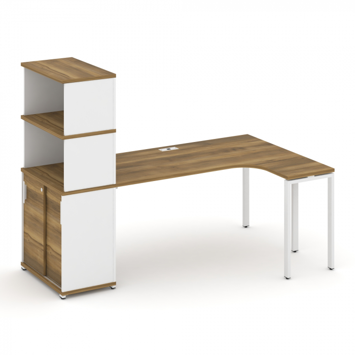 Концепт Стол эргономичный с опорным шкафом-купе с надставкой выс. CN.SA-222(R) W Сандал Янтарный/Бе