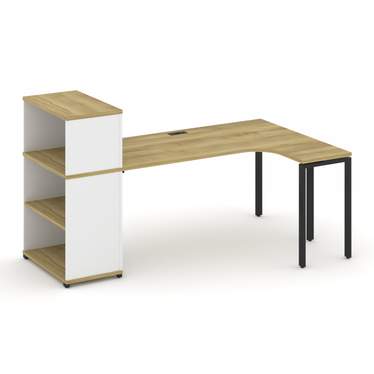 Concept Стол эргономичный с опорным стеллажом с надставкой низ. CN.SA-206(R) Дуб Винченцо/Белый Брил