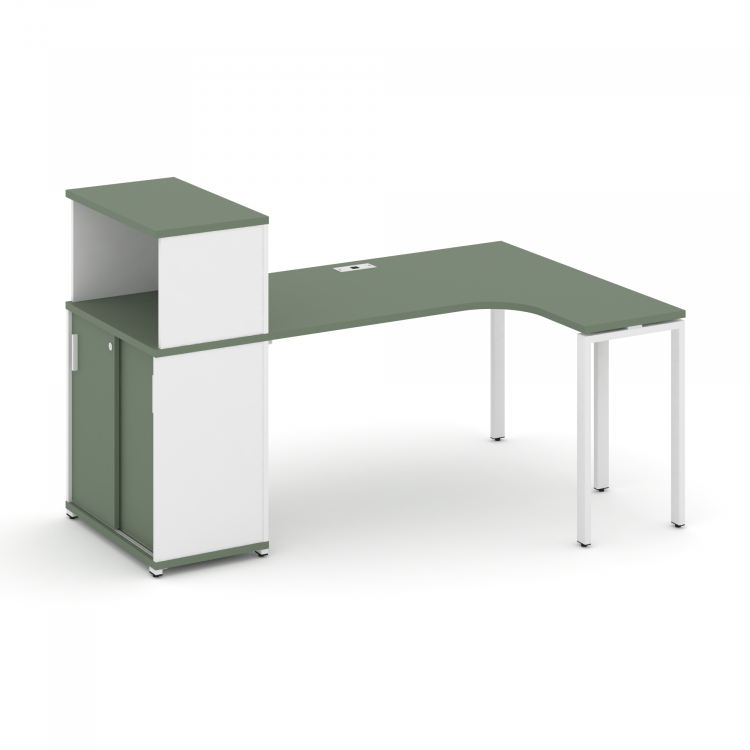 Concept Стол эргономичный с опорным шкафом-купе с надставкой низ. CN.SA-220(R) W Кобо/Белый Бриллиа